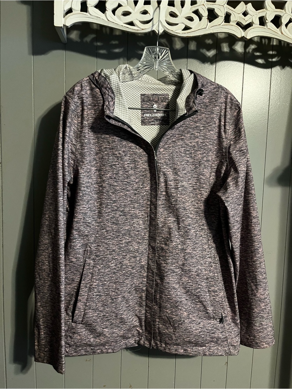 Free country pink/gray heather rain jacket